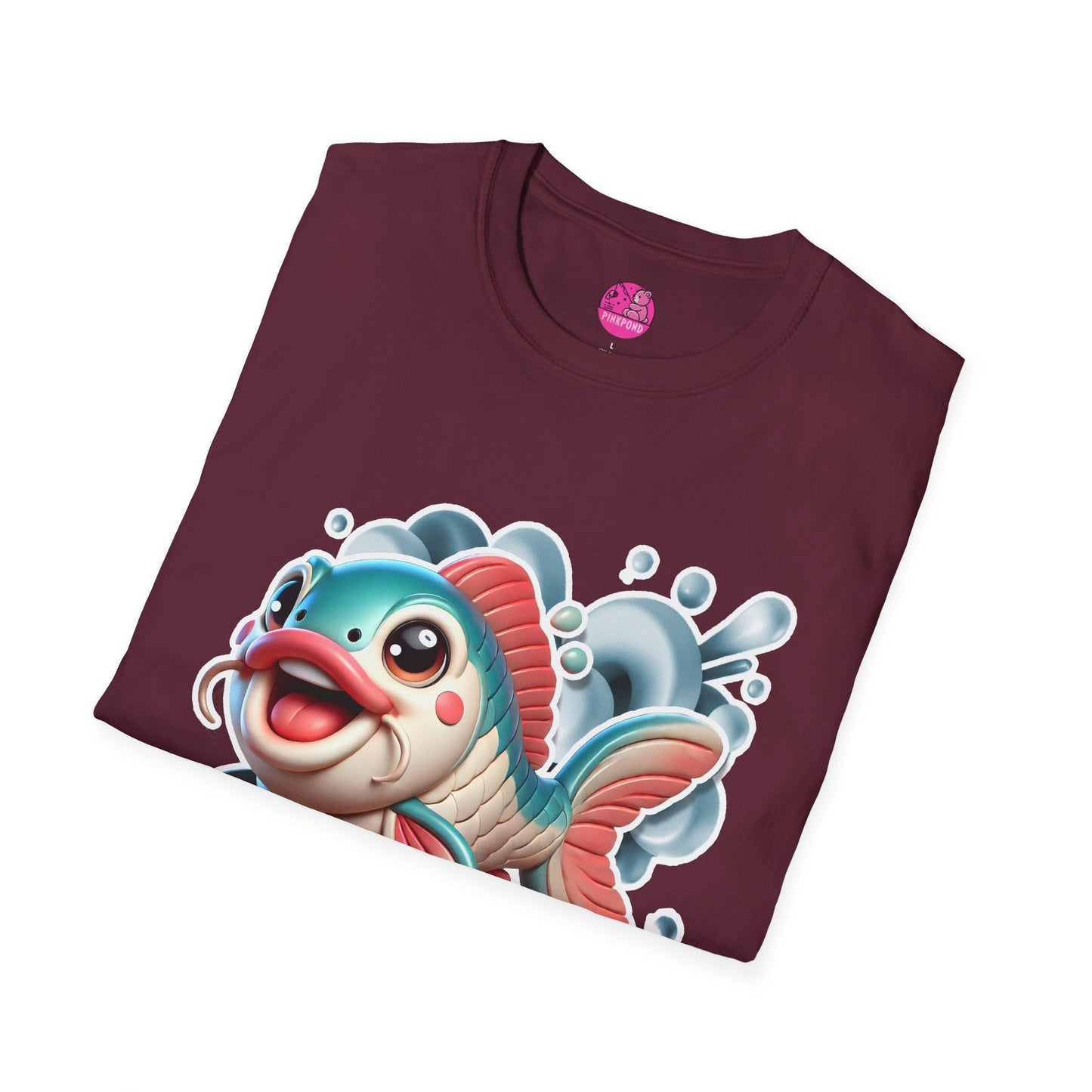 Carrie the Carp T-Shirt - a splash of fishy fun - Unisex Softstyle Tee with 3D Design