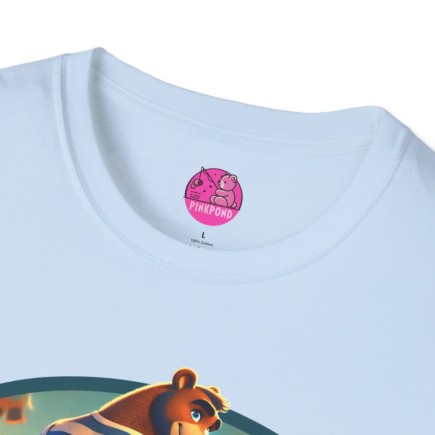 Beach Bear Bliss Softstyle T-Shirt - PinkPond Exclusive Vintage Design