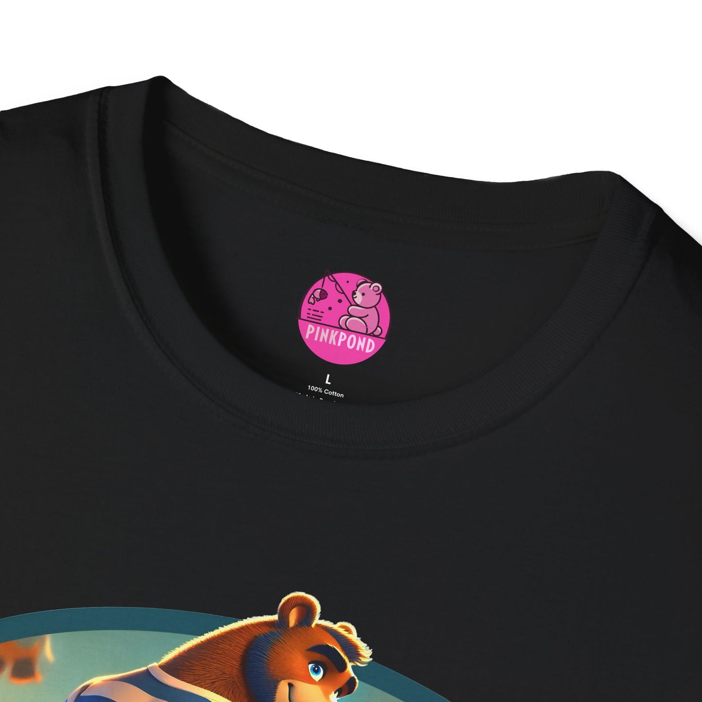 Beach Bear Bliss Softstyle T-Shirt - PinkPond Exclusive Vintage Design