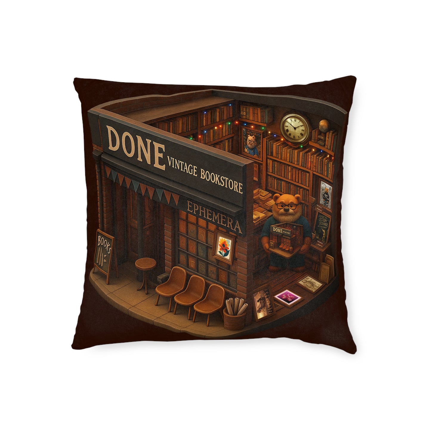 Square Pillow Magic Bookstore Cushion