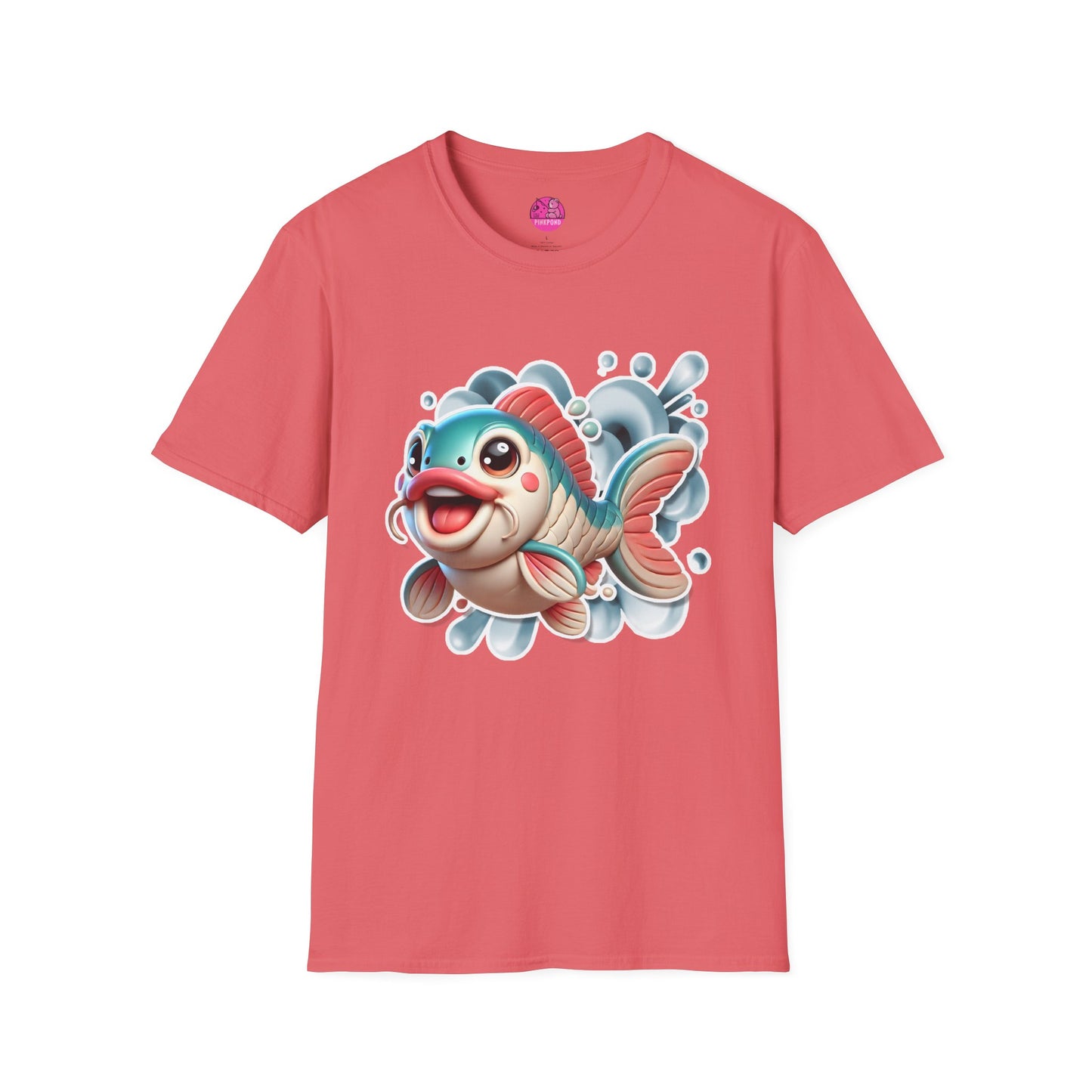 Carrie the Carp T-Shirt - a splash of fishy fun - Unisex Softstyle Tee with 3D Design
