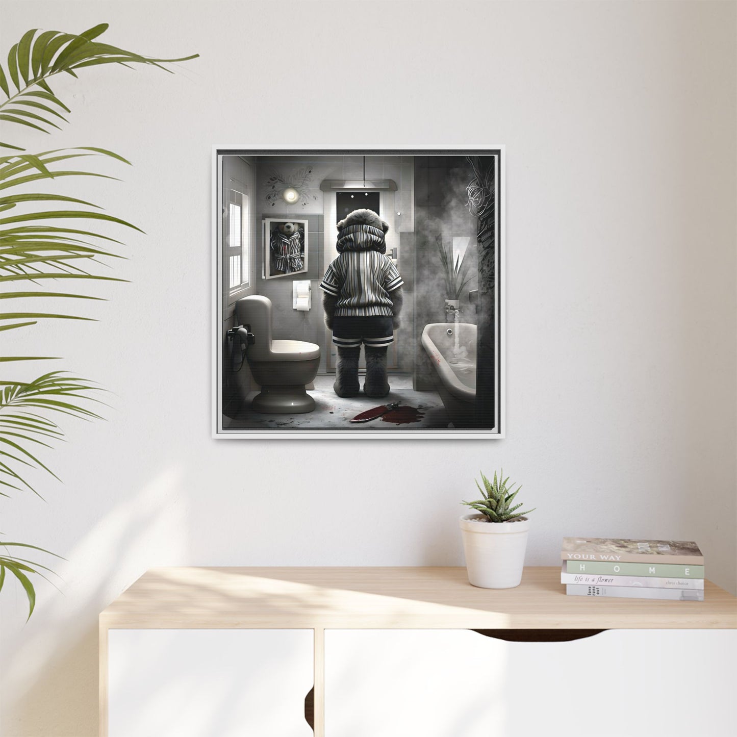 Canvas Art Print - The Untimely Demise of Benjamin Bear by Andrew McCarter, Dark Surreal Artwork