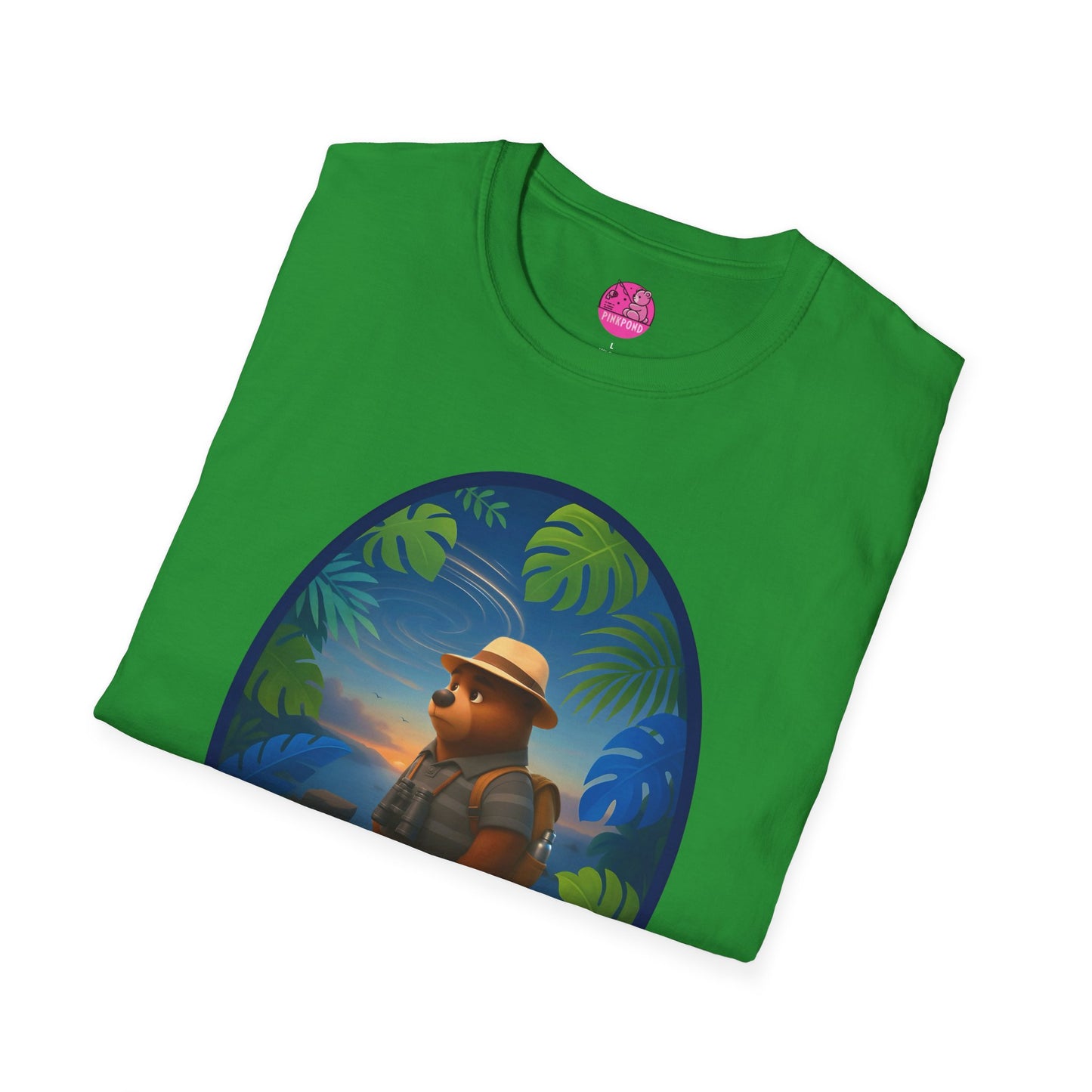 Adventure Bear T-Shirt - Explorer PinkPond Series Tee for Nature Lovers and Travel Dreamers