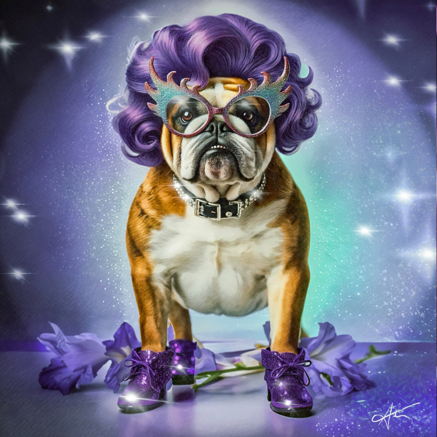 Dame Edna Bulldog T-Shirt - Fabulous & Fetching Unisex Softstyle Tee for Dog Lovers and Drag Fans
