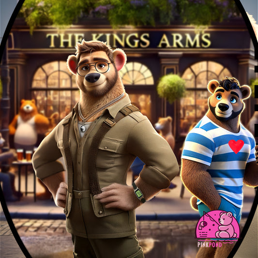 Retro Bear Scene T-Shirt - Fly-by Cruise at the Kings Arms