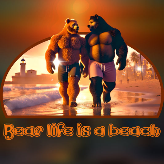 Bear Life is a Beach Unisex T-Shirt - Pride Bear Sunset Design