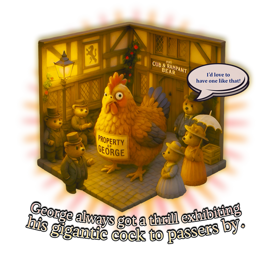 Edwardian Village Funny Unisex Softstyle T-Shirt with Oversized Chicken Design