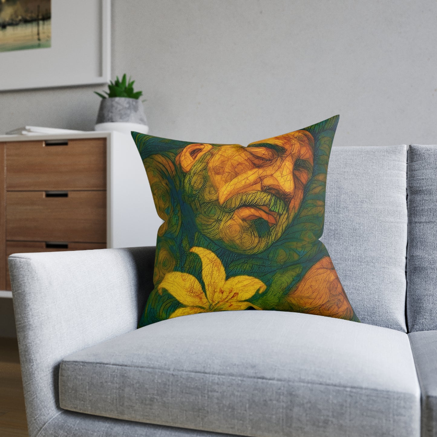 Square Pillow Reversible Cushion Dreaming in Bloom Sunset Swirls PinkPond