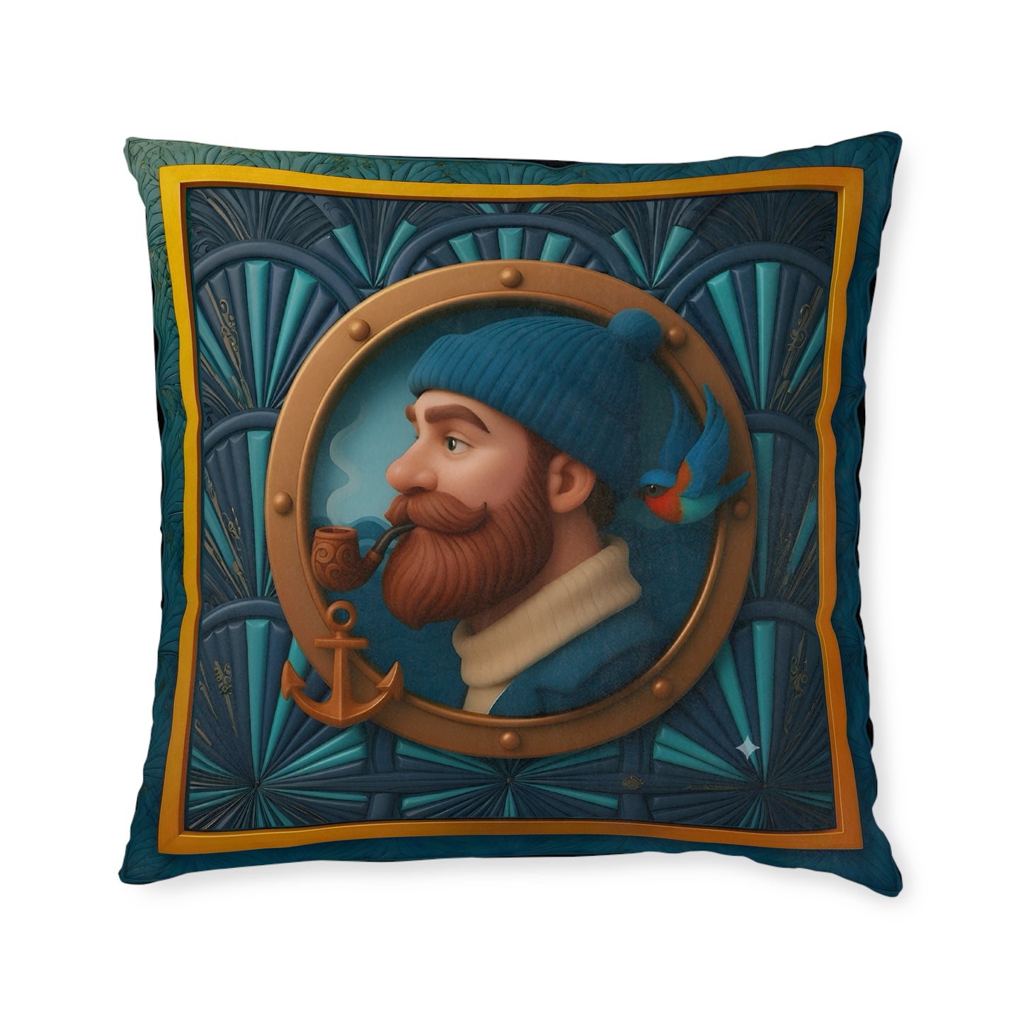 Square Pillow - PinkPond Sailor’s Sunset Cushion - Nautical and Psychedelic Home Decor