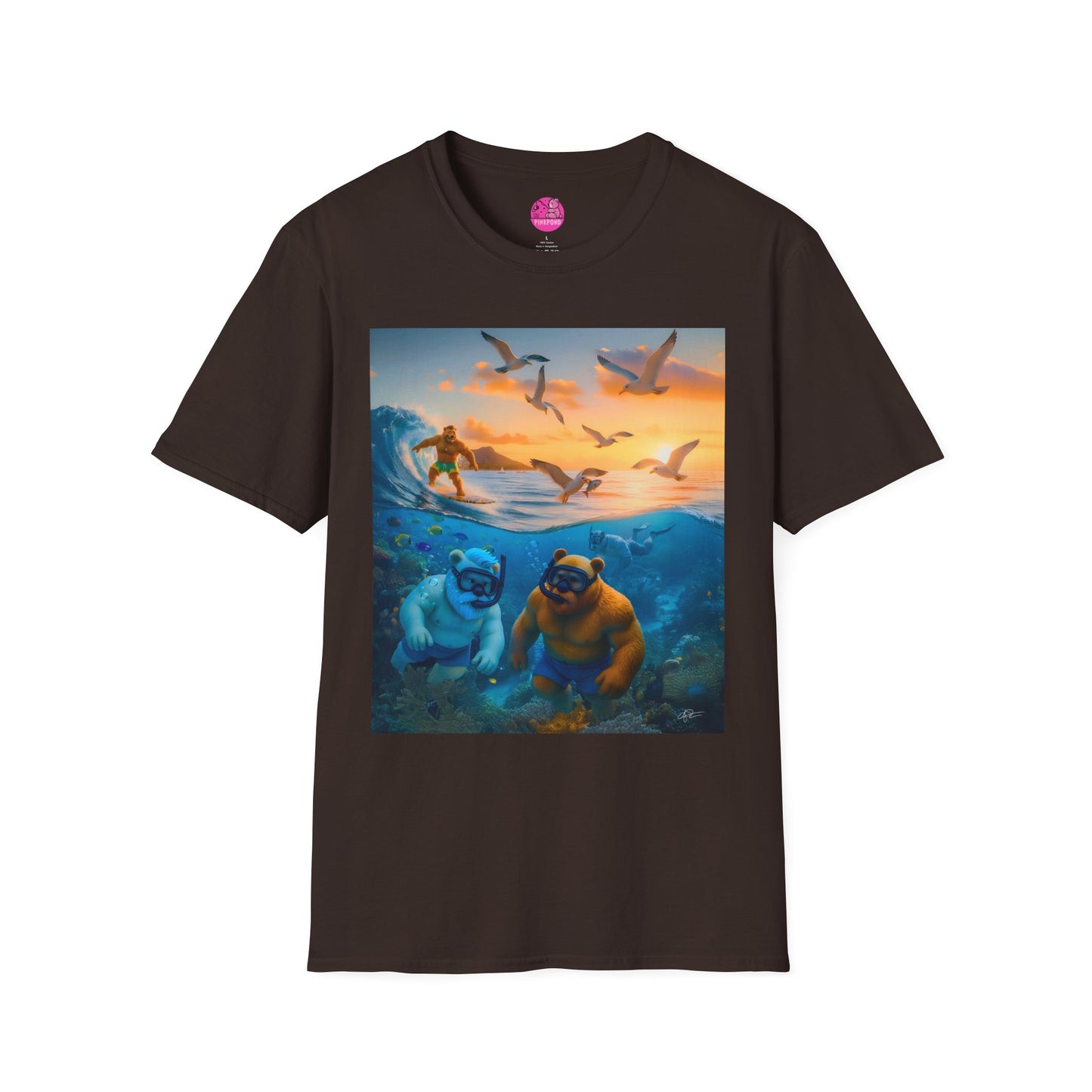 The Great Bearier Reef T-Shirt — PinkPond Snorkeling Bears Sunset Surf Tee
