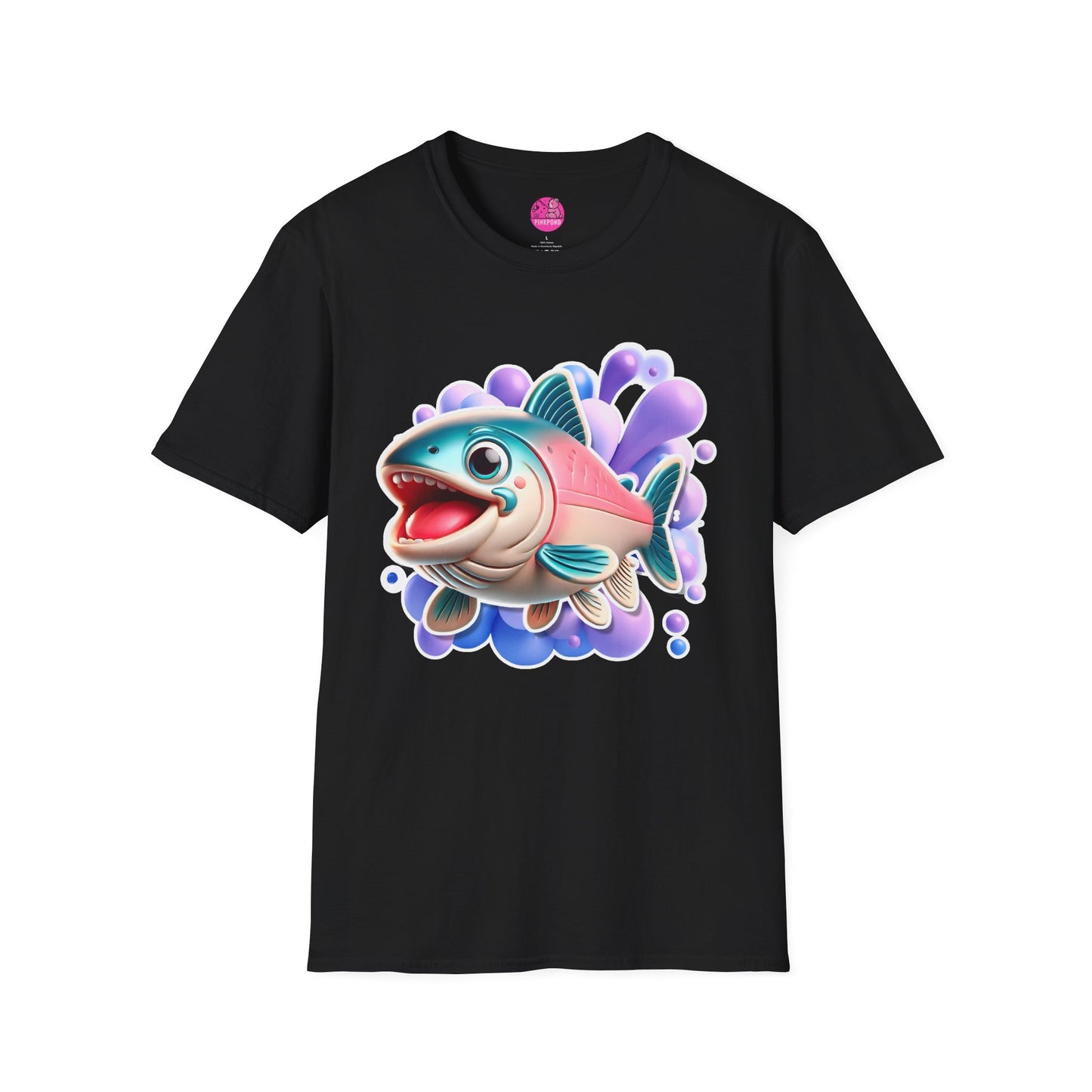 Alex Salmon Softstyle T-Shirt - Bright and Playful Fish Design for Ocean Lovers and Art Fans 🌊🐟