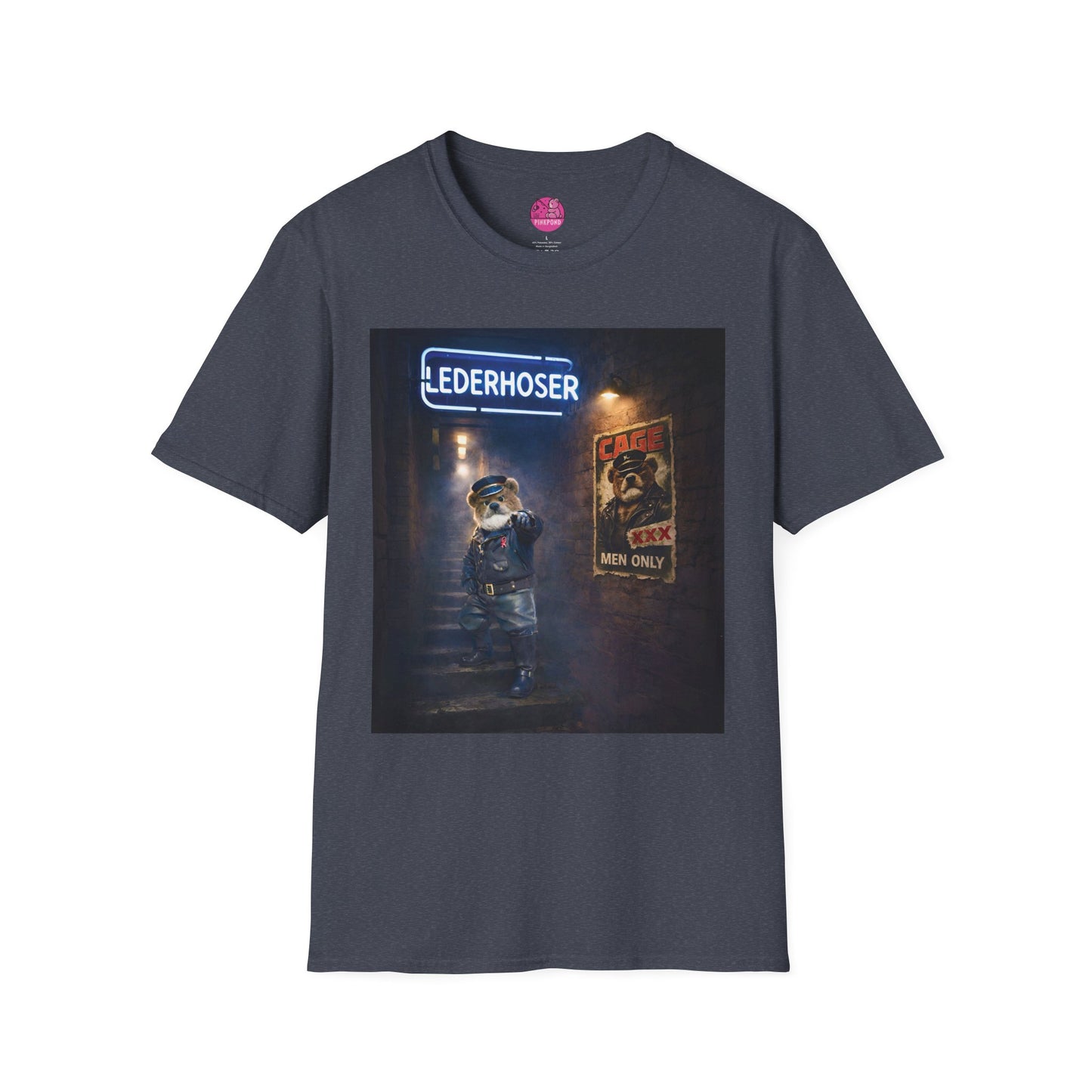 Oi, You Boy Leather Bear Graphic T-Shirt — PinkPond Character Illustration