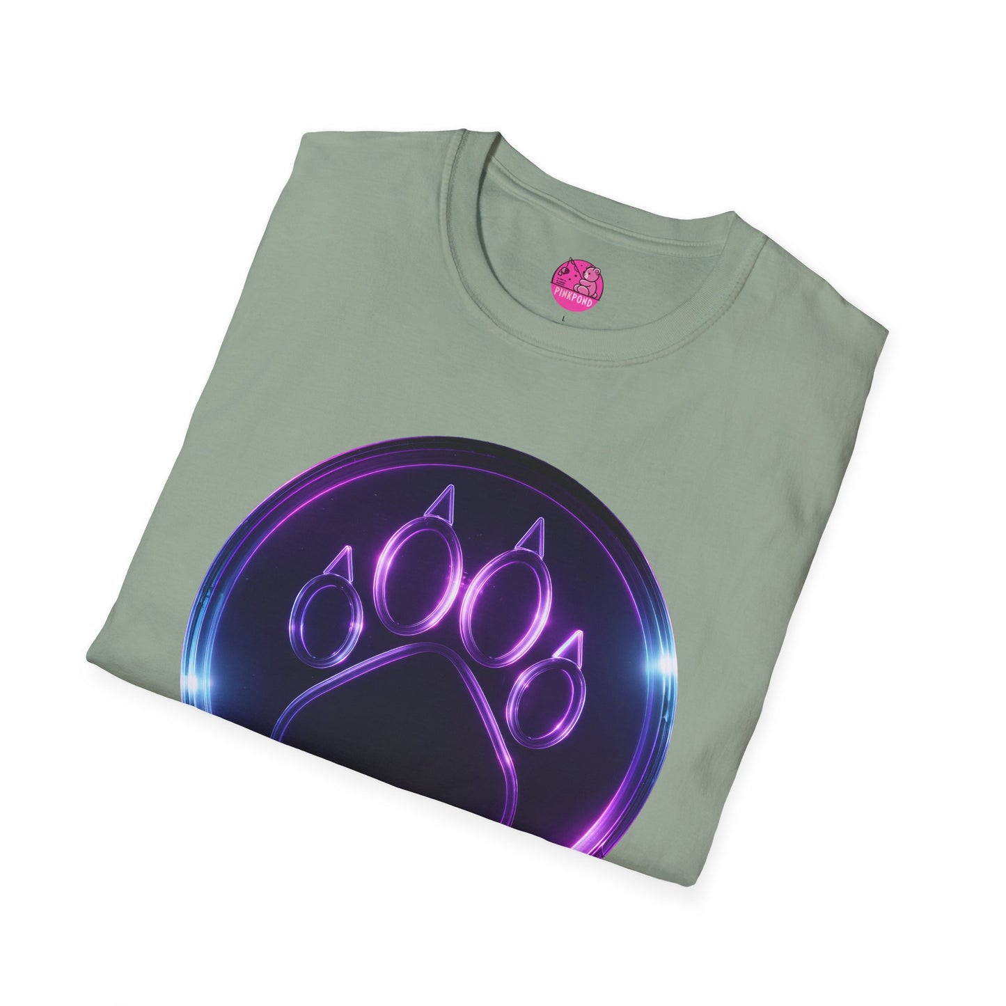 Neon Paw Power T-Shirt - Retro-Futuristic Animal Lover Tee