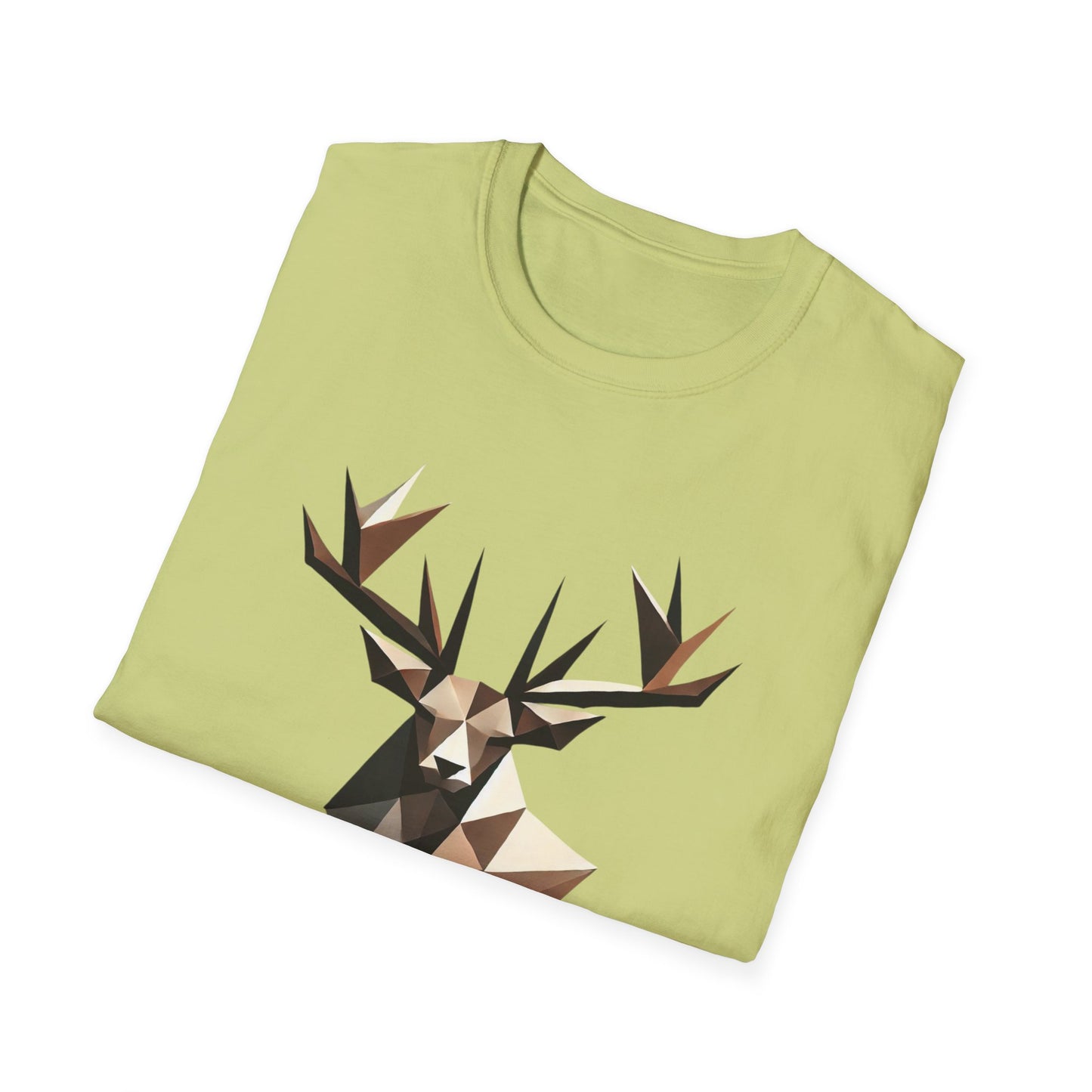 Abstract Geometric Deer Unisex Softstyle T-Shirt - Modern Nature Design