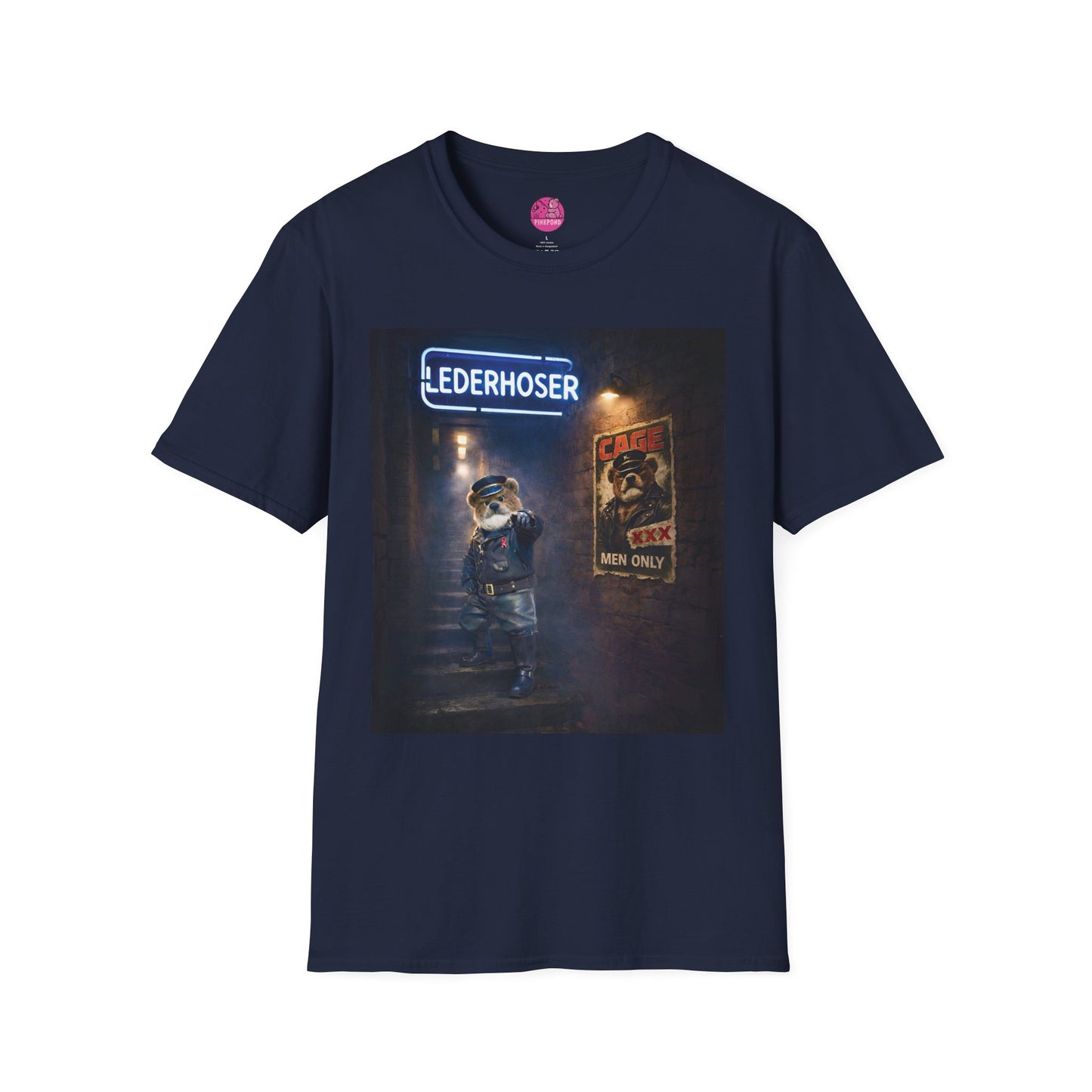 Oi, You Boy Leather Bear Graphic T-Shirt — PinkPond Character Illustration