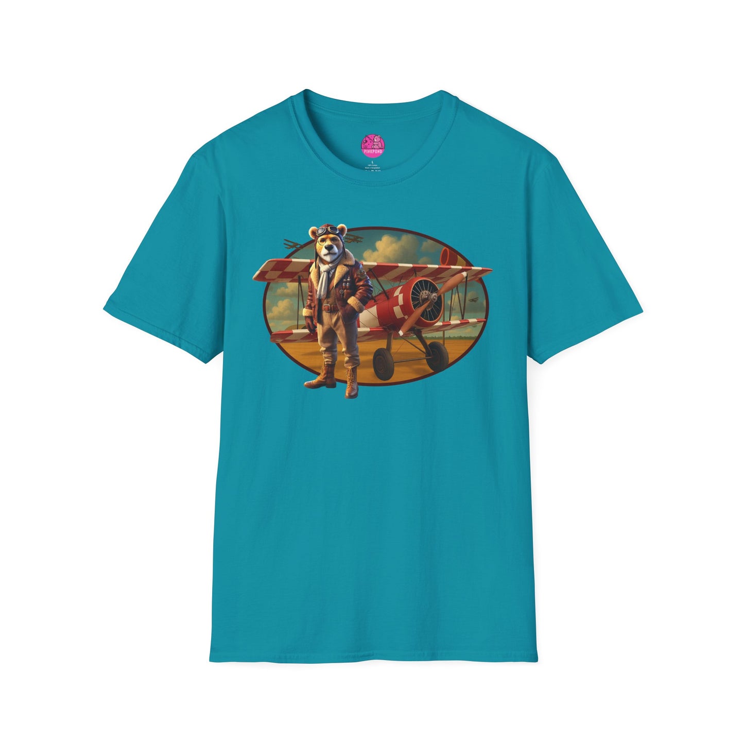 Aviator Bear Softstyle T-Shirt - PinkPond Tee