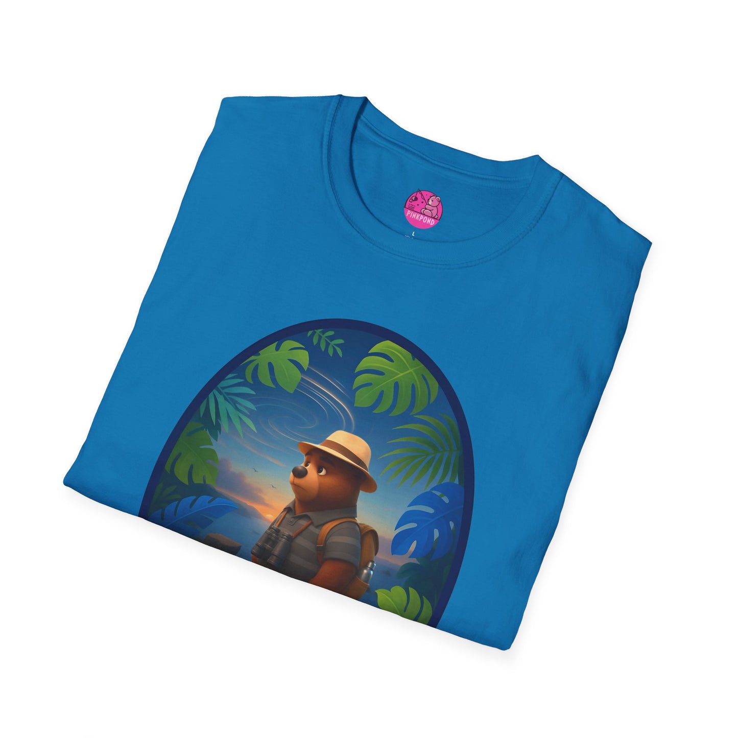 Adventure Bear T-Shirt - Explorer PinkPond Series Tee for Nature Lovers and Travel Dreamers