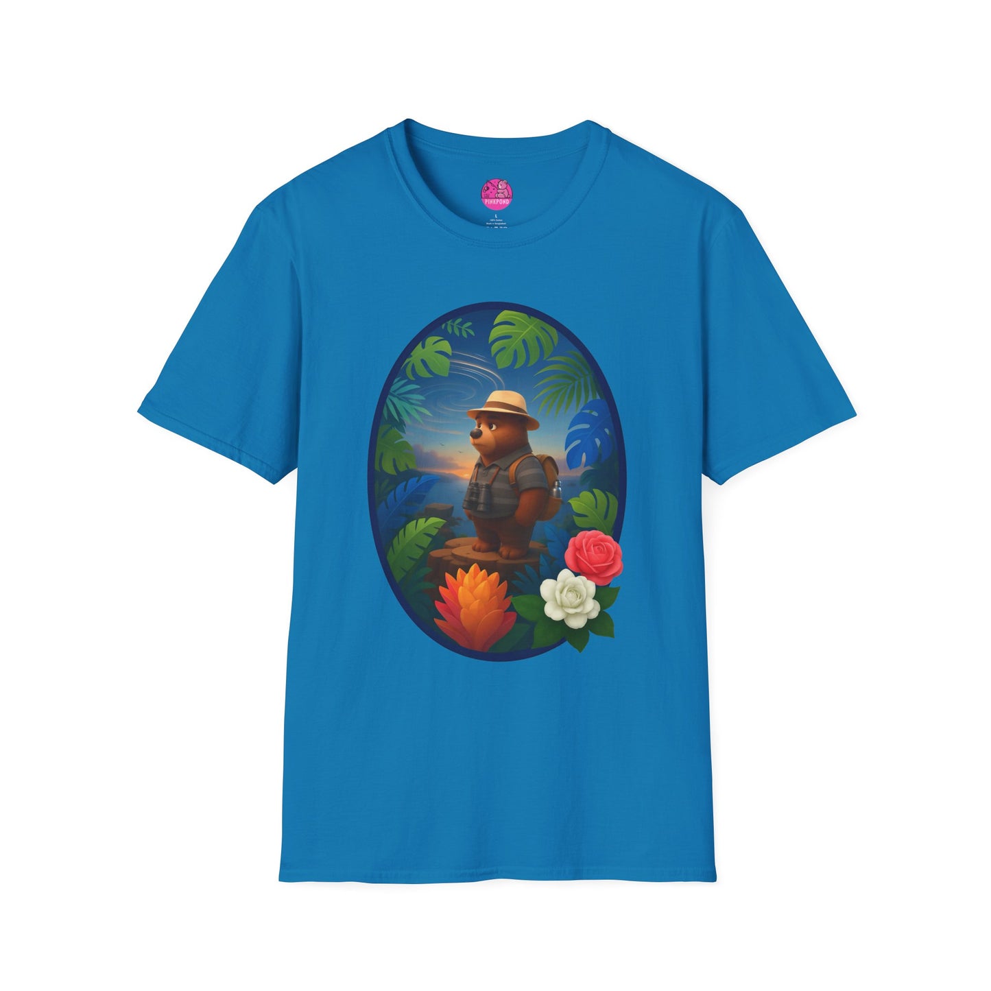 Adventure Bear T-Shirt - Explorer PinkPond Series Tee for Nature Lovers and Travel Dreamers
