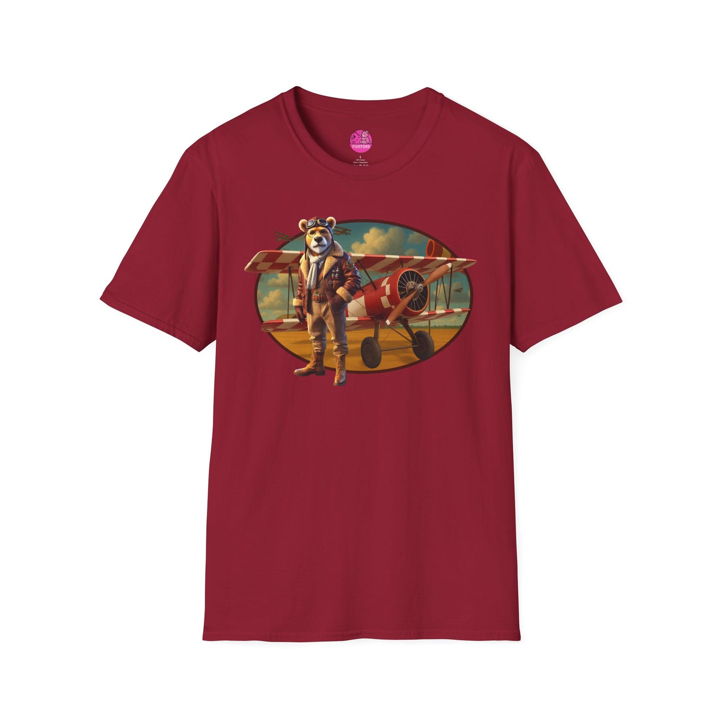 Aviator Bear Softstyle T-Shirt - PinkPond Tee