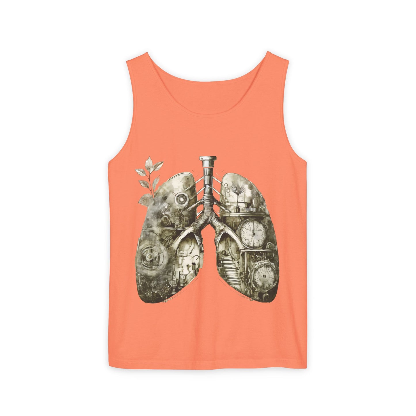 Copy of Clockwork Lungs Unisex Tank Top - Breathe In, Wind Up Design