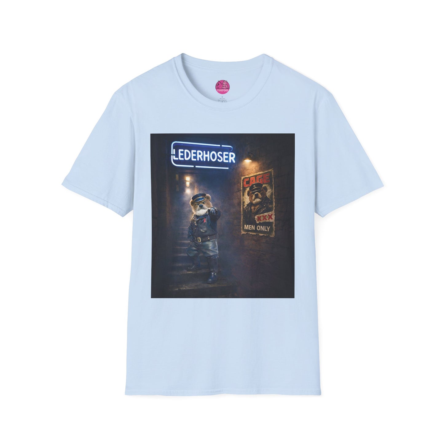 Oi, You Boy Leather Bear Graphic T-Shirt — PinkPond Character Illustration