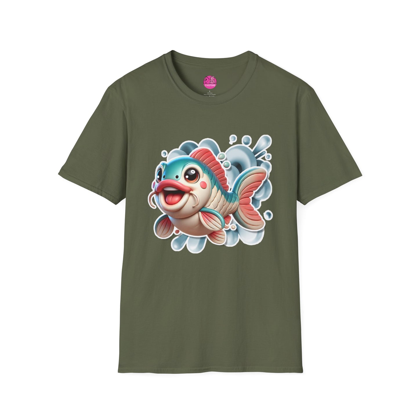 Carrie the Carp T-Shirt - a splash of fishy fun - Unisex Softstyle Tee with 3D Design