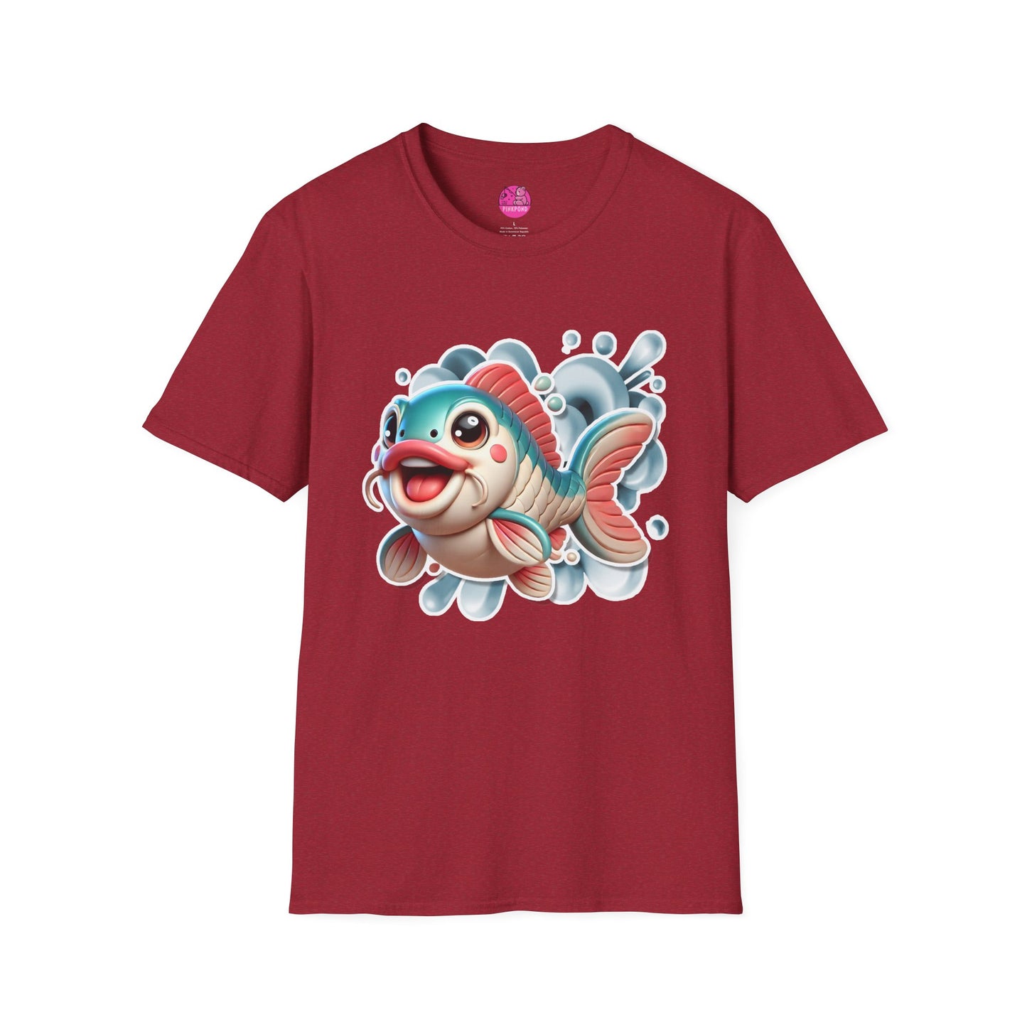 Carrie the Carp T-Shirt - a splash of fishy fun - Unisex Softstyle Tee with 3D Design