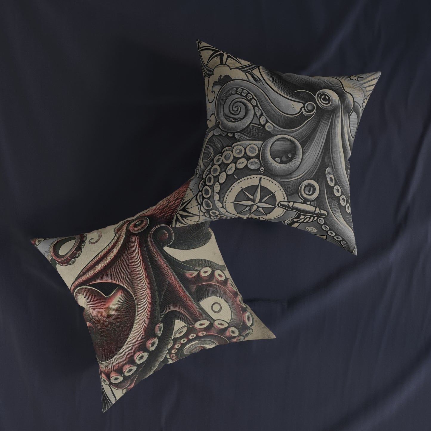Square Pillow Kraken Reversible Cushion - PinkPond Home