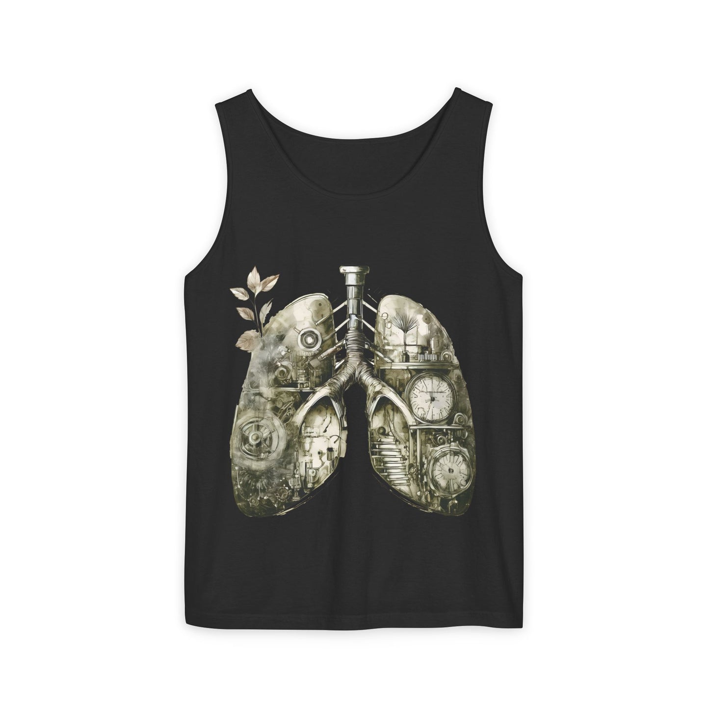 Copy of Clockwork Lungs Unisex Tank Top - Breathe In, Wind Up Design