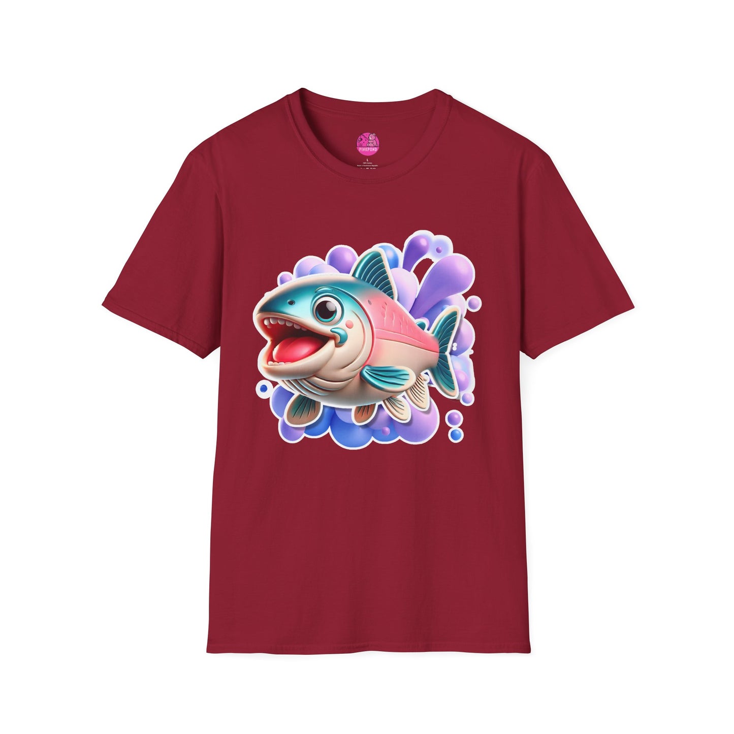 Alex Salmon Softstyle T-Shirt - Bright and Playful Fish Design for Ocean Lovers and Art Fans 🌊🐟