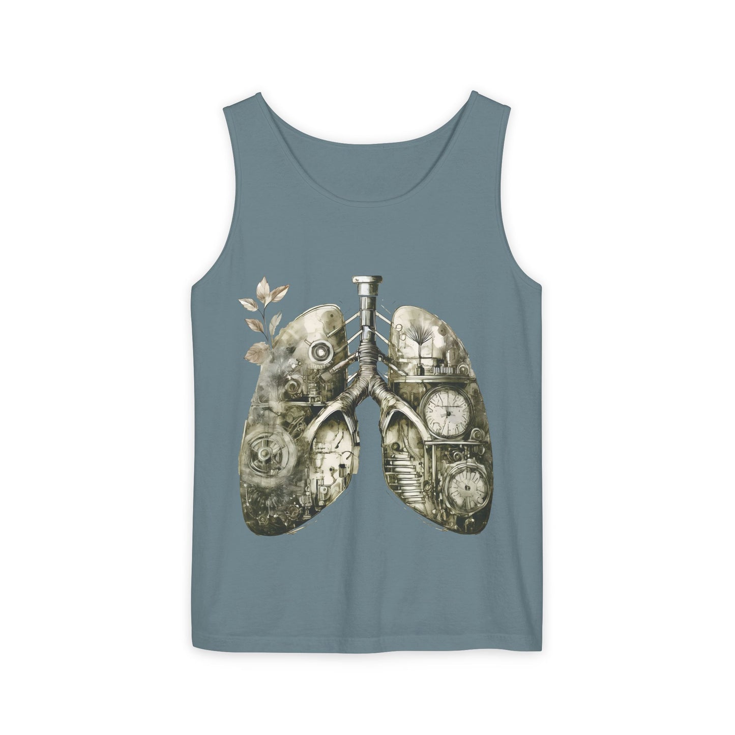 Copy of Clockwork Lungs Unisex Tank Top - Breathe In, Wind Up Design