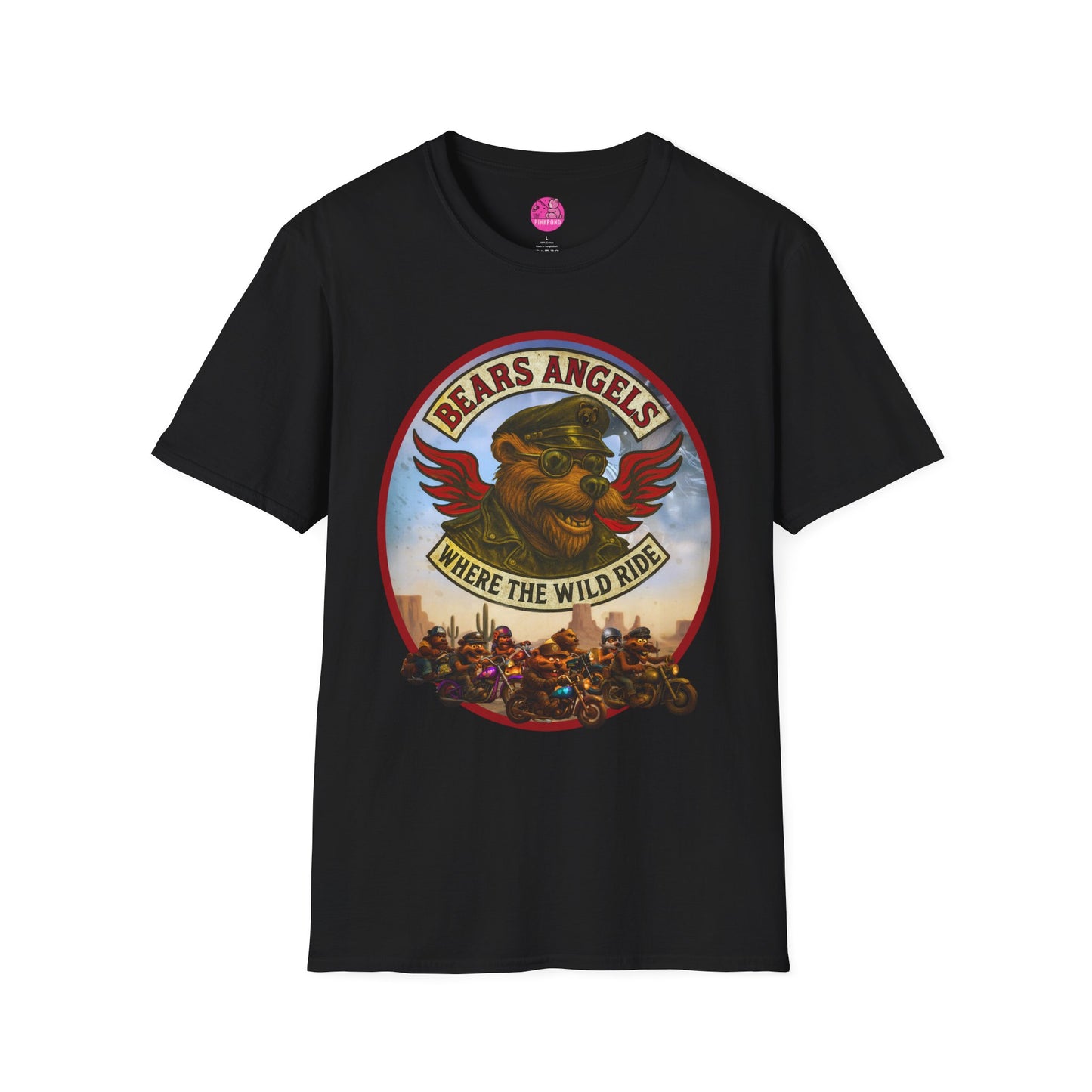 Biker Bear T-Shirt - Bears Angels Roundel, Ride With Pride