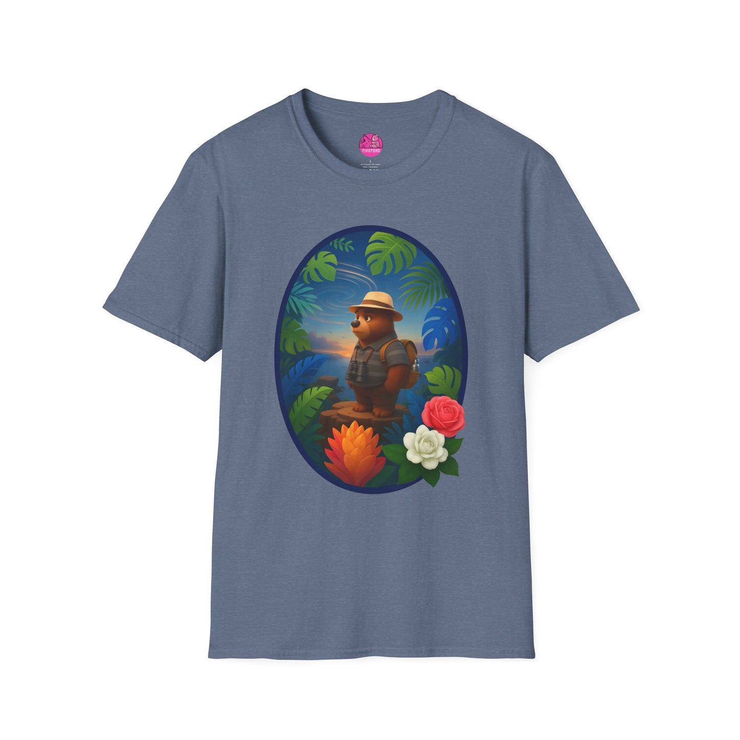 Adventure Bear T-Shirt - Explorer PinkPond Series Tee for Nature Lovers and Travel Dreamers