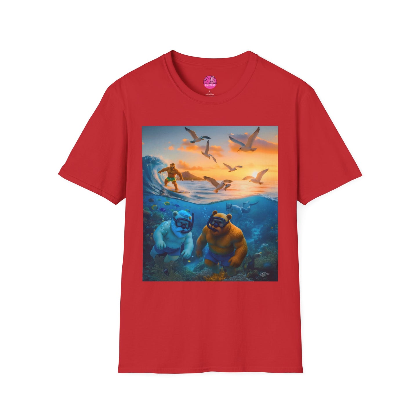 The Great Bearier Reef T-Shirt — PinkPond Snorkeling Bears Sunset Surf Tee