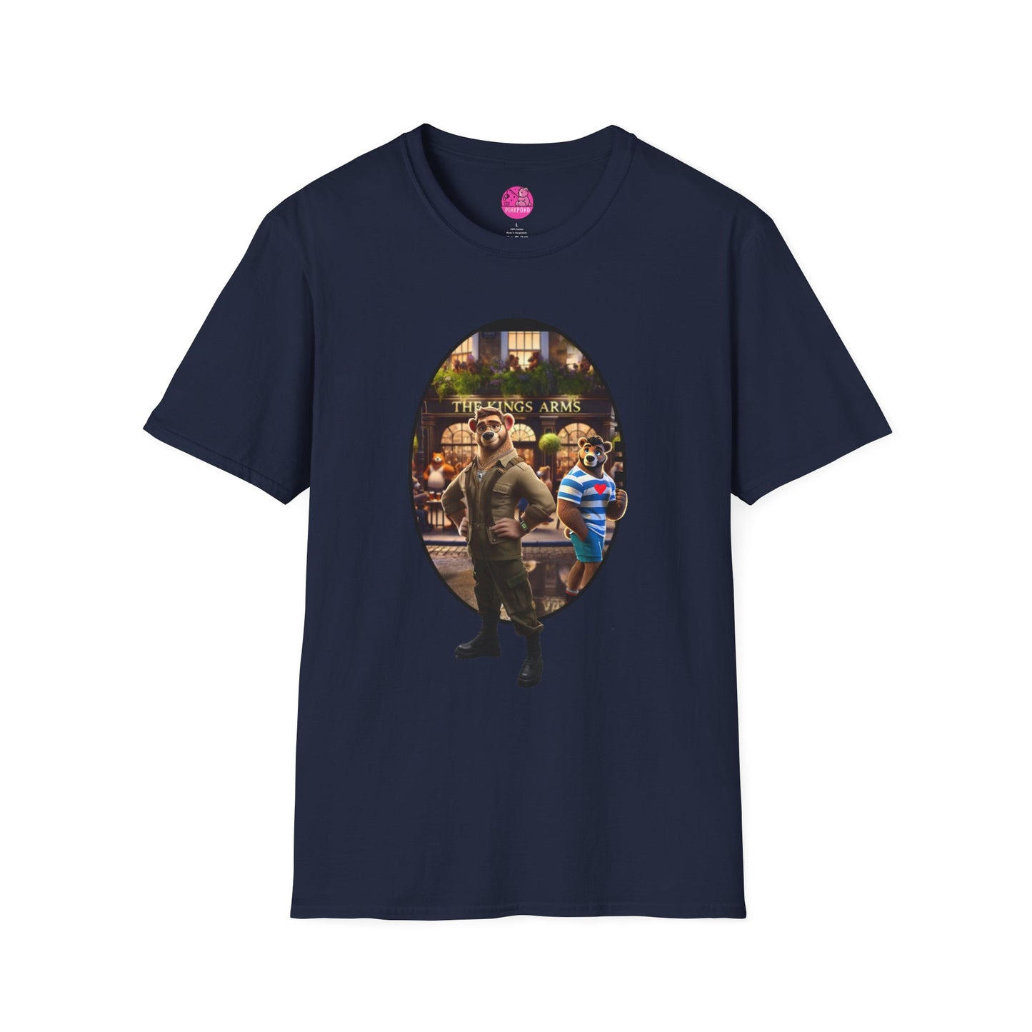 Retro Bear Scene T-Shirt - Fly-by Cruise at the Kings Arms