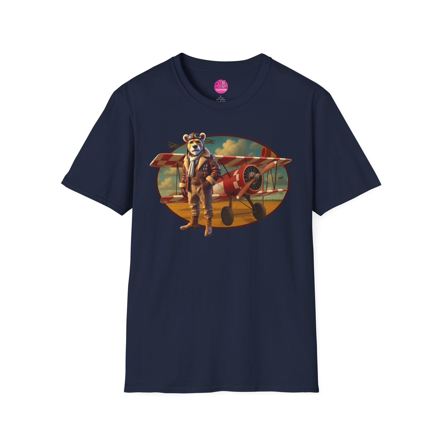 Aviator Bear Softstyle T-Shirt - PinkPond Tee