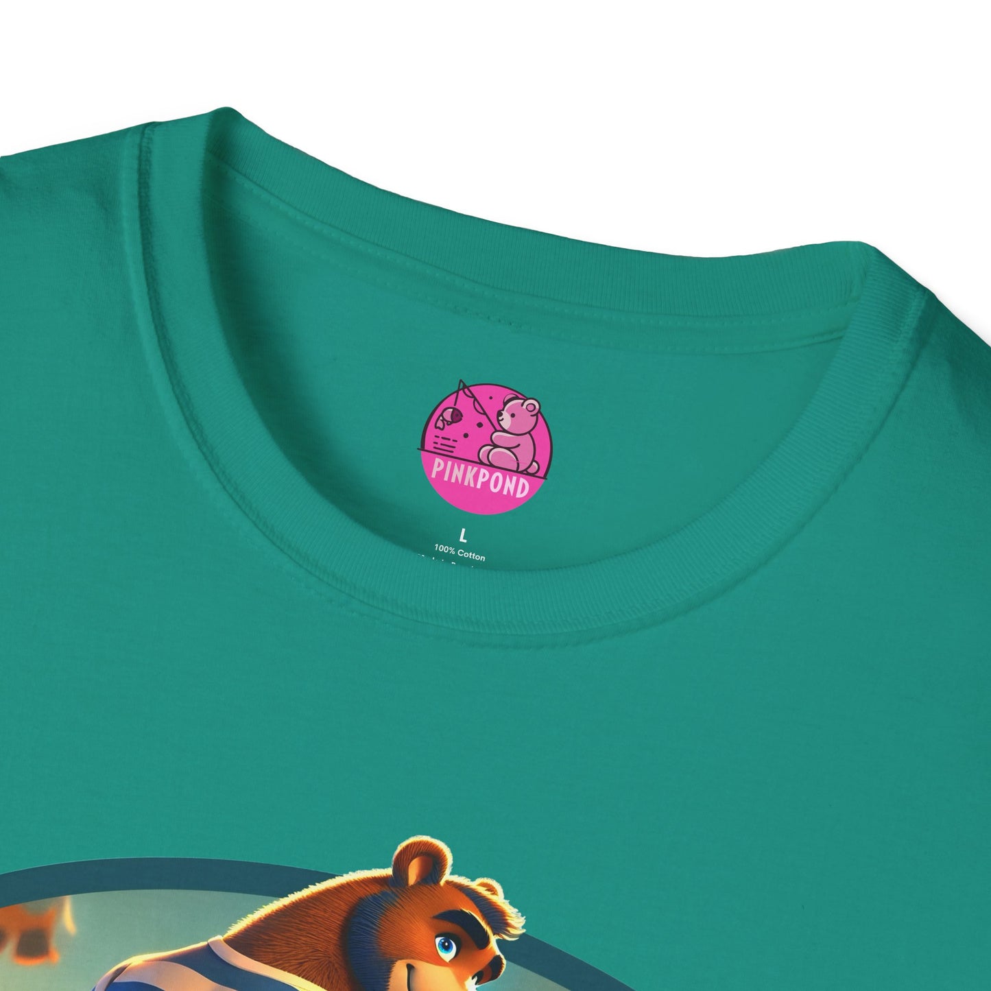 Beach Bear Bliss Softstyle T-Shirt - PinkPond Exclusive Vintage Design