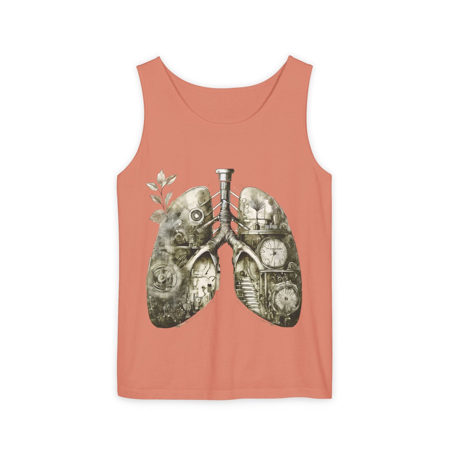 Copy of Clockwork Lungs Unisex Tank Top - Breathe In, Wind Up Design