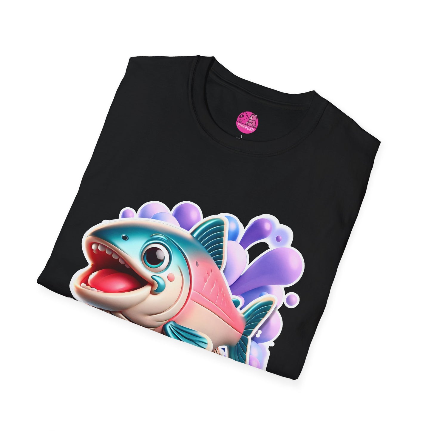 Alex Salmon Softstyle T-Shirt - Bright and Playful Fish Design for Ocean Lovers and Art Fans 🌊🐟