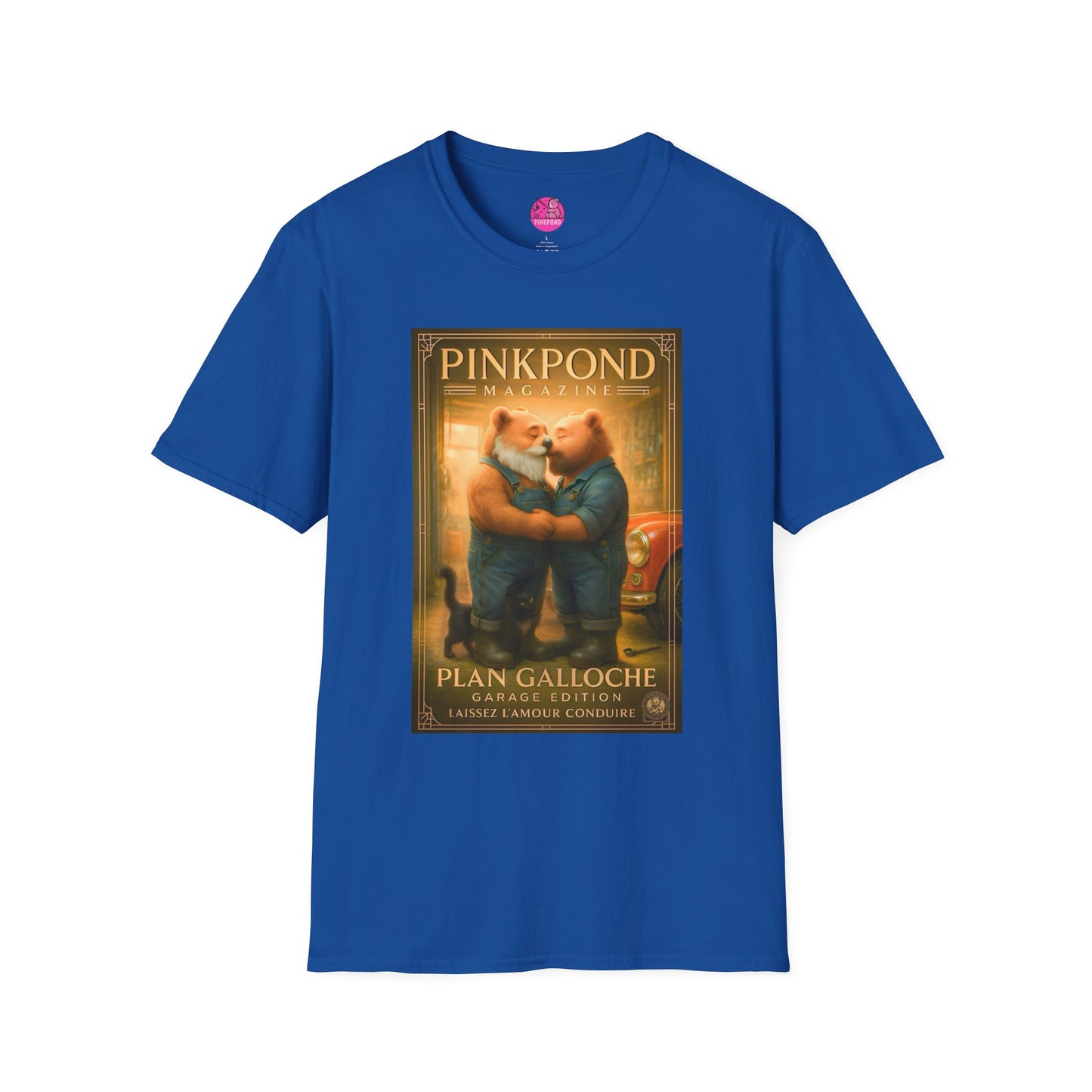 Vintage Deco Mechanic Bear T-Shirt 'Plan Galloche - Garage Edition Love' French Magazine Cover Tee