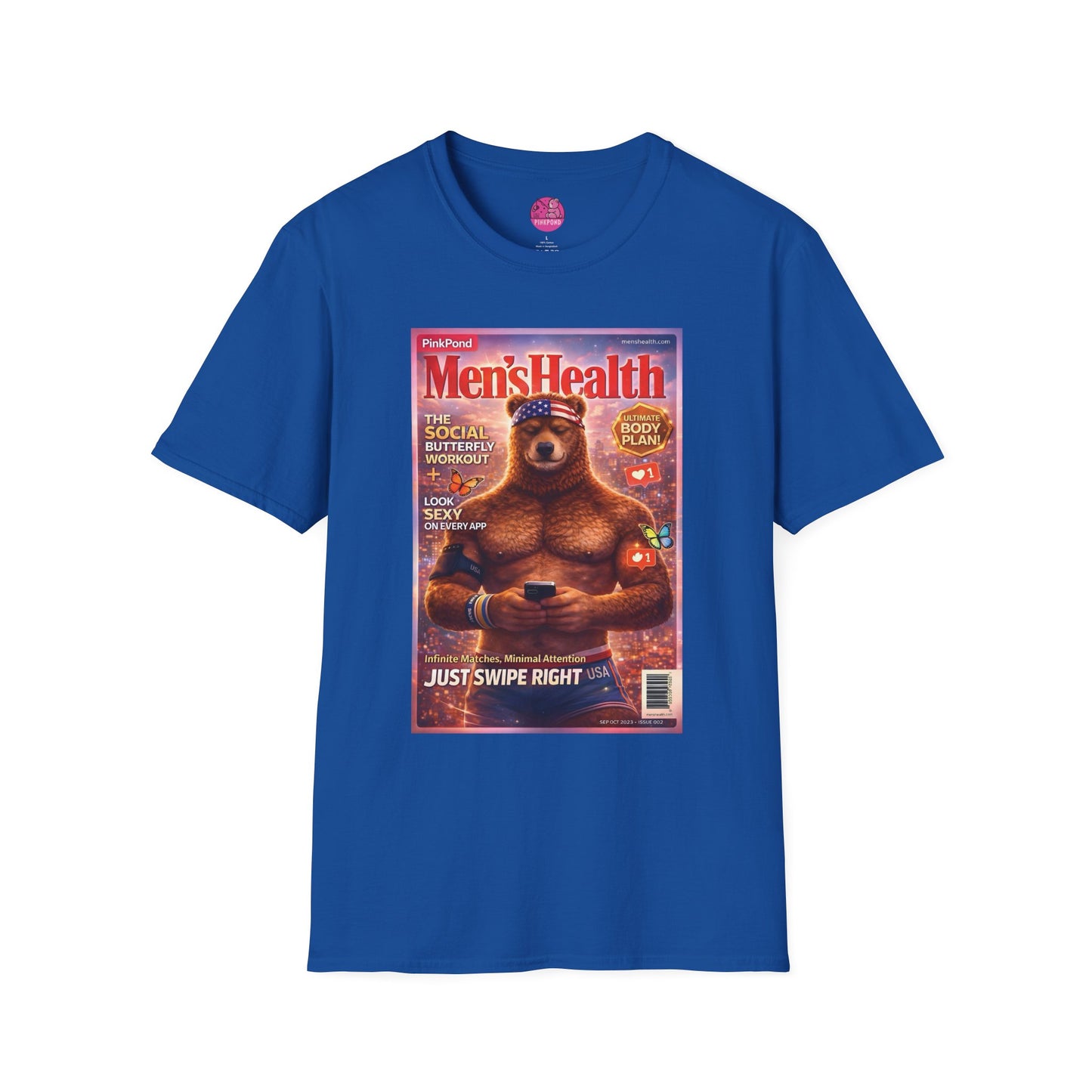 Men’s Health Bear T-Shirt — PinkPond Swiping Bear Graphic Tee