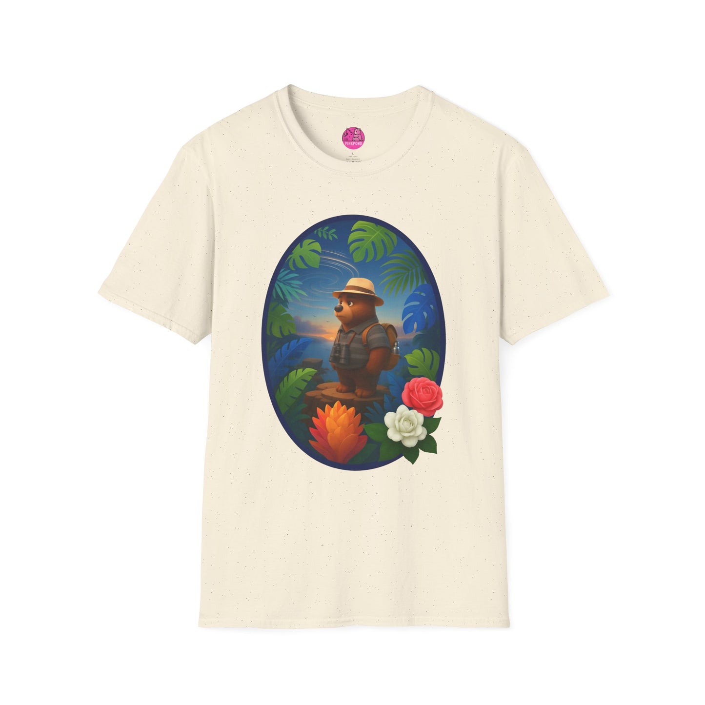 Adventure Bear T-Shirt - Explorer PinkPond Series Tee for Nature Lovers and Travel Dreamers