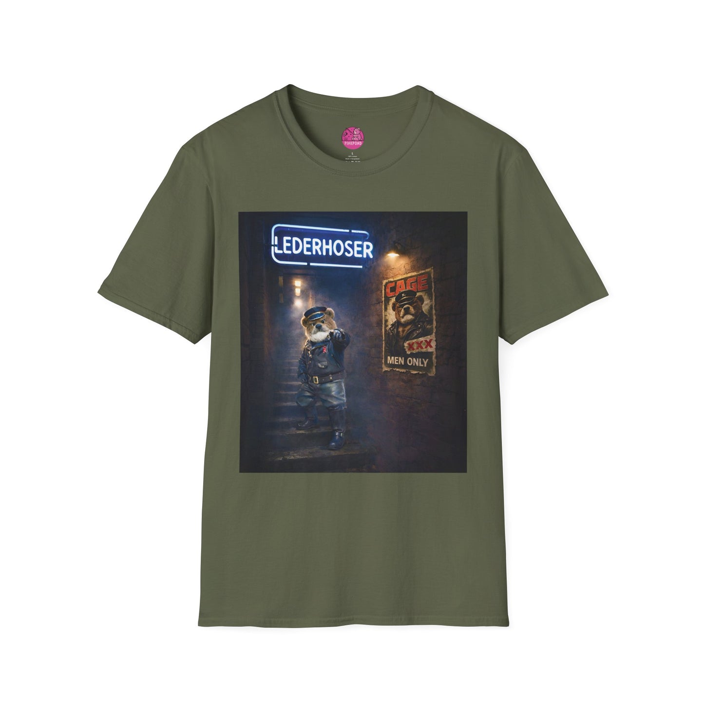 Oi, You Boy Leather Bear Graphic T-Shirt — PinkPond Character Illustration