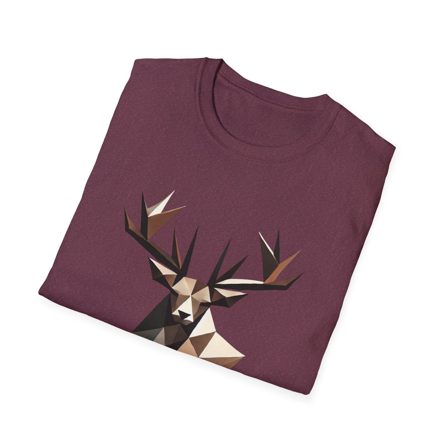 Abstract Geometric Deer Unisex Softstyle T-Shirt - Modern Nature Design
