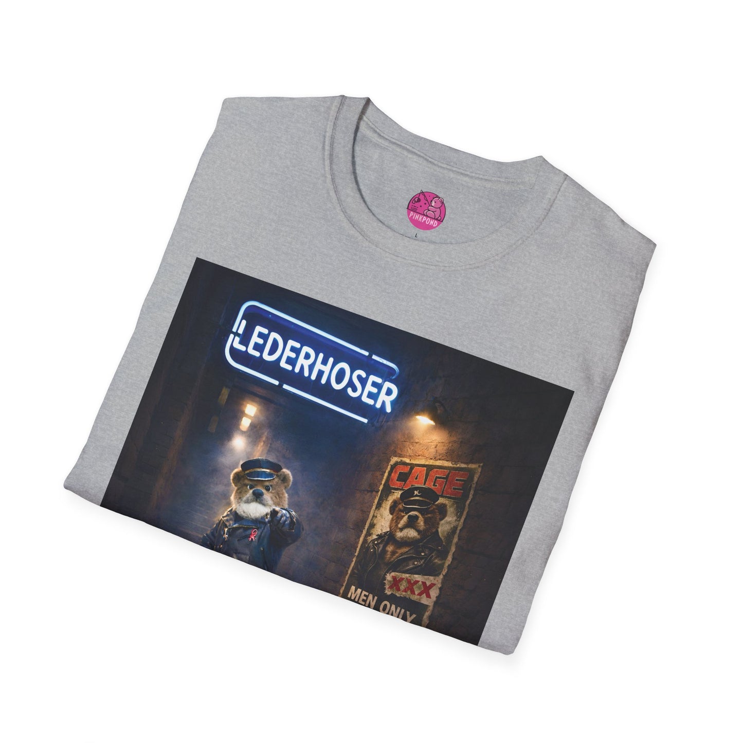 Oi, You Boy Leather Bear Graphic T-Shirt — PinkPond Character Illustration