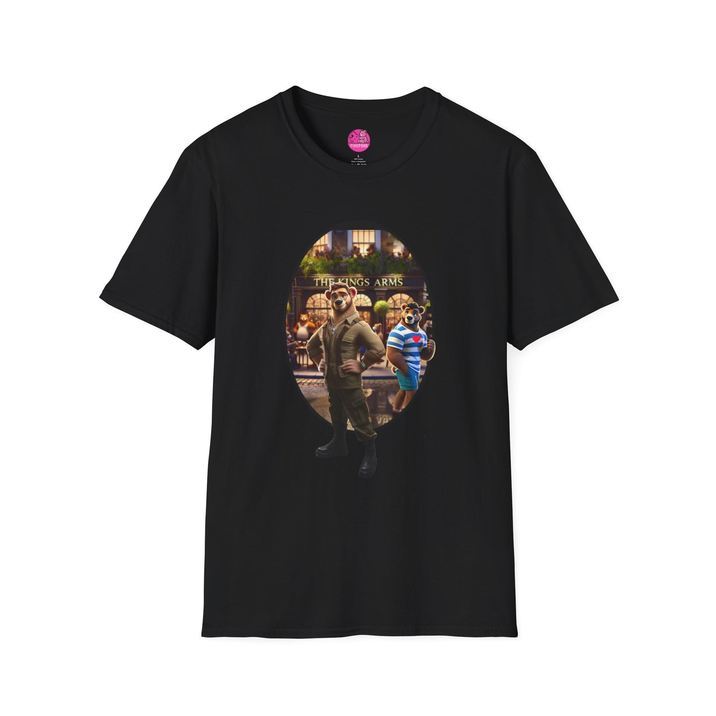 Retro Bear Scene T-Shirt - Fly-by Cruise at the Kings Arms