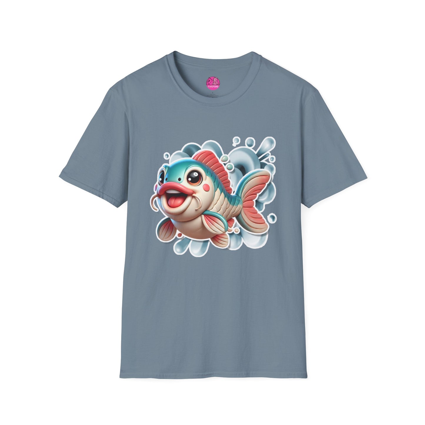 Carrie the Carp T-Shirt - a splash of fishy fun - Unisex Softstyle Tee with 3D Design