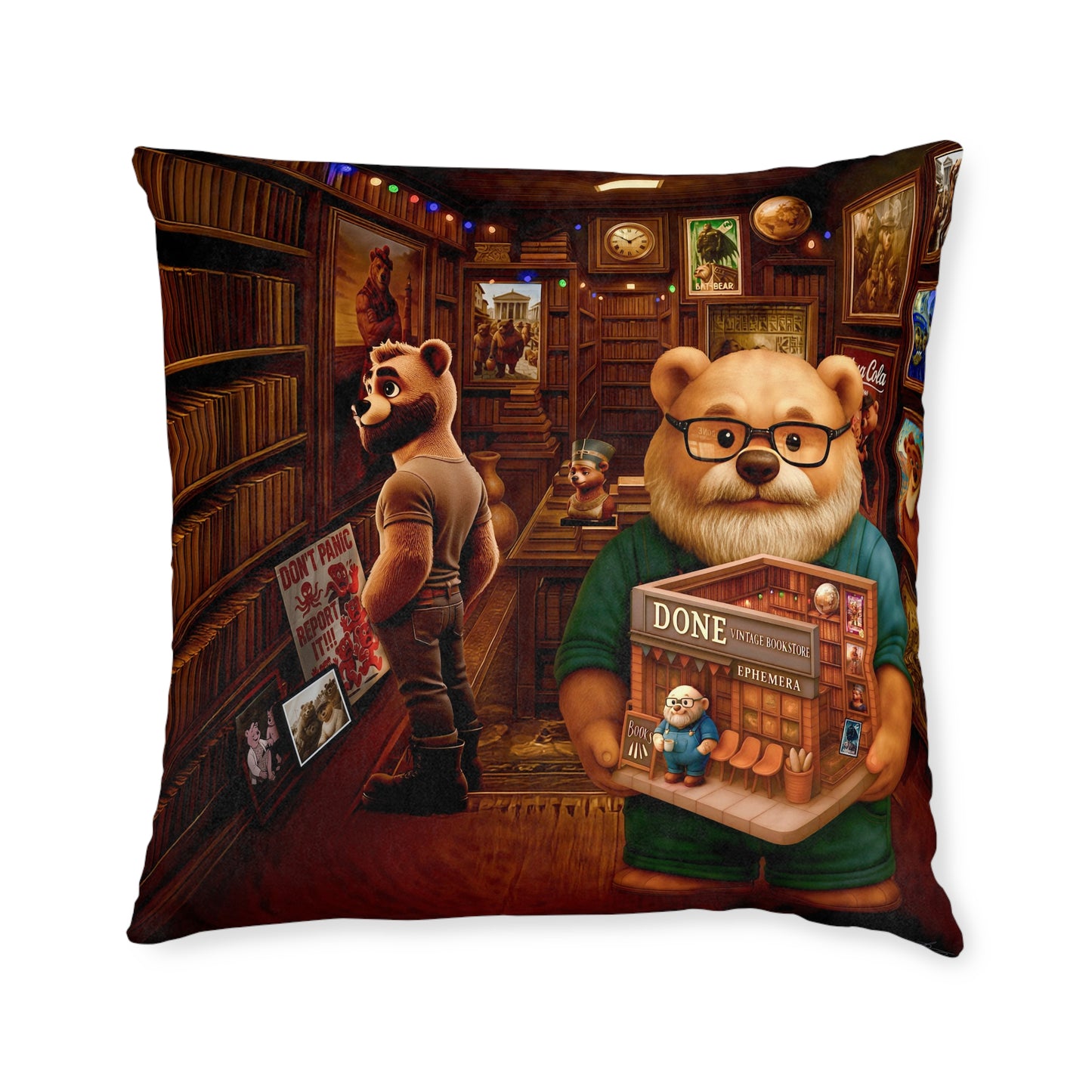 Square Pillow Magic Bookstore Cushion