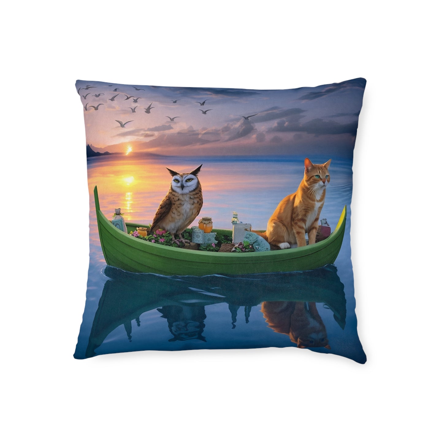 Square Pillow - Owl & The Pussycat PinkPond Cushion