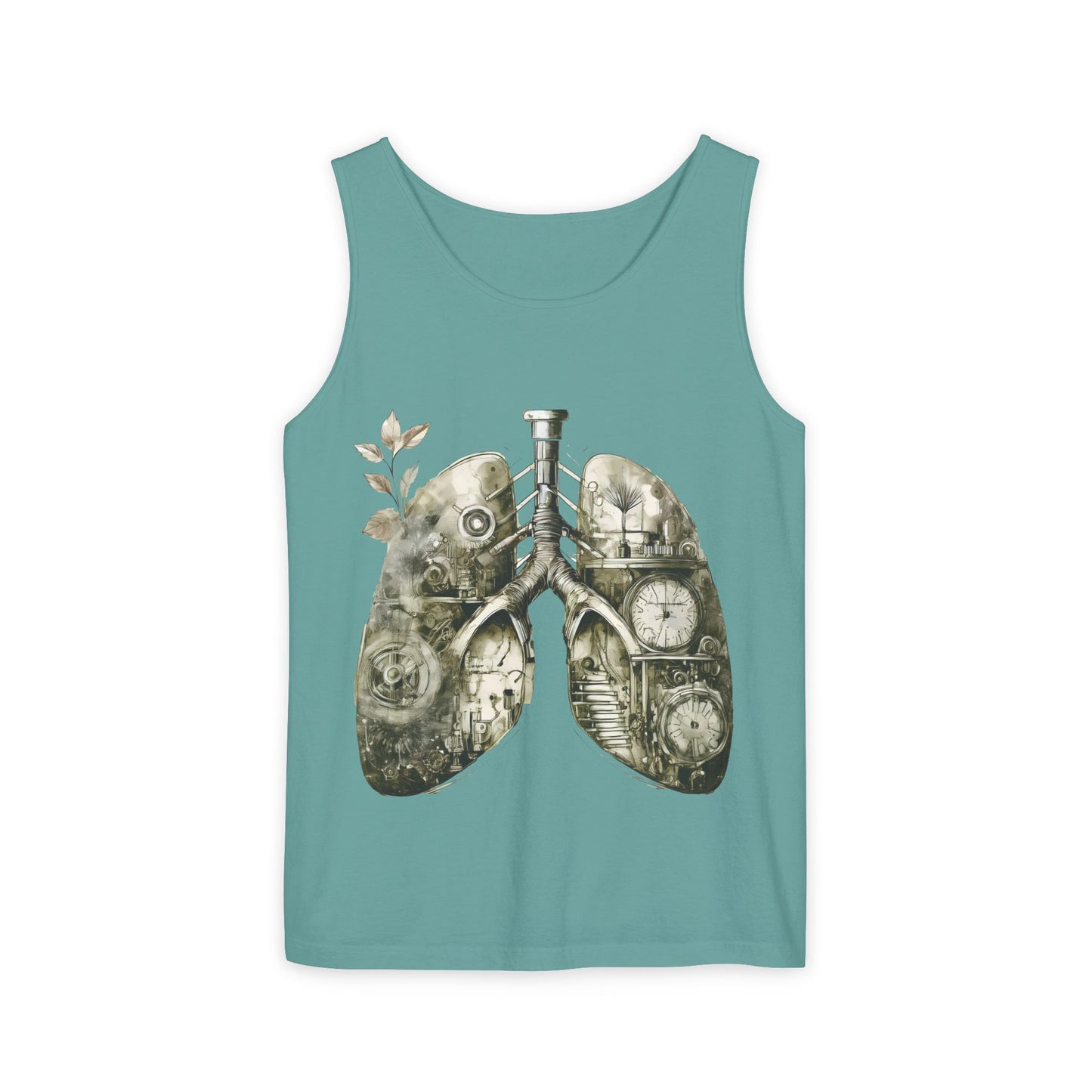 Copy of Clockwork Lungs Unisex Tank Top - Breathe In, Wind Up Design